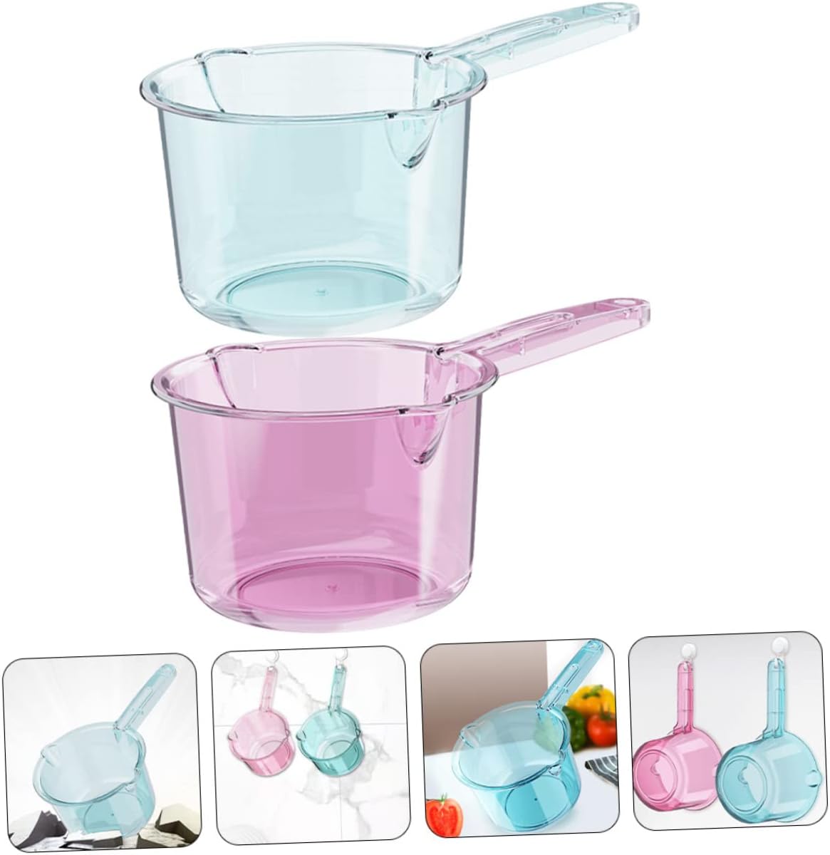 HOMSFOU Cuchara de baño transparente, cucharón de agua de plástico, cucharas de baño, cucharas para baño, cucharón pequeño, cucharón de champú,