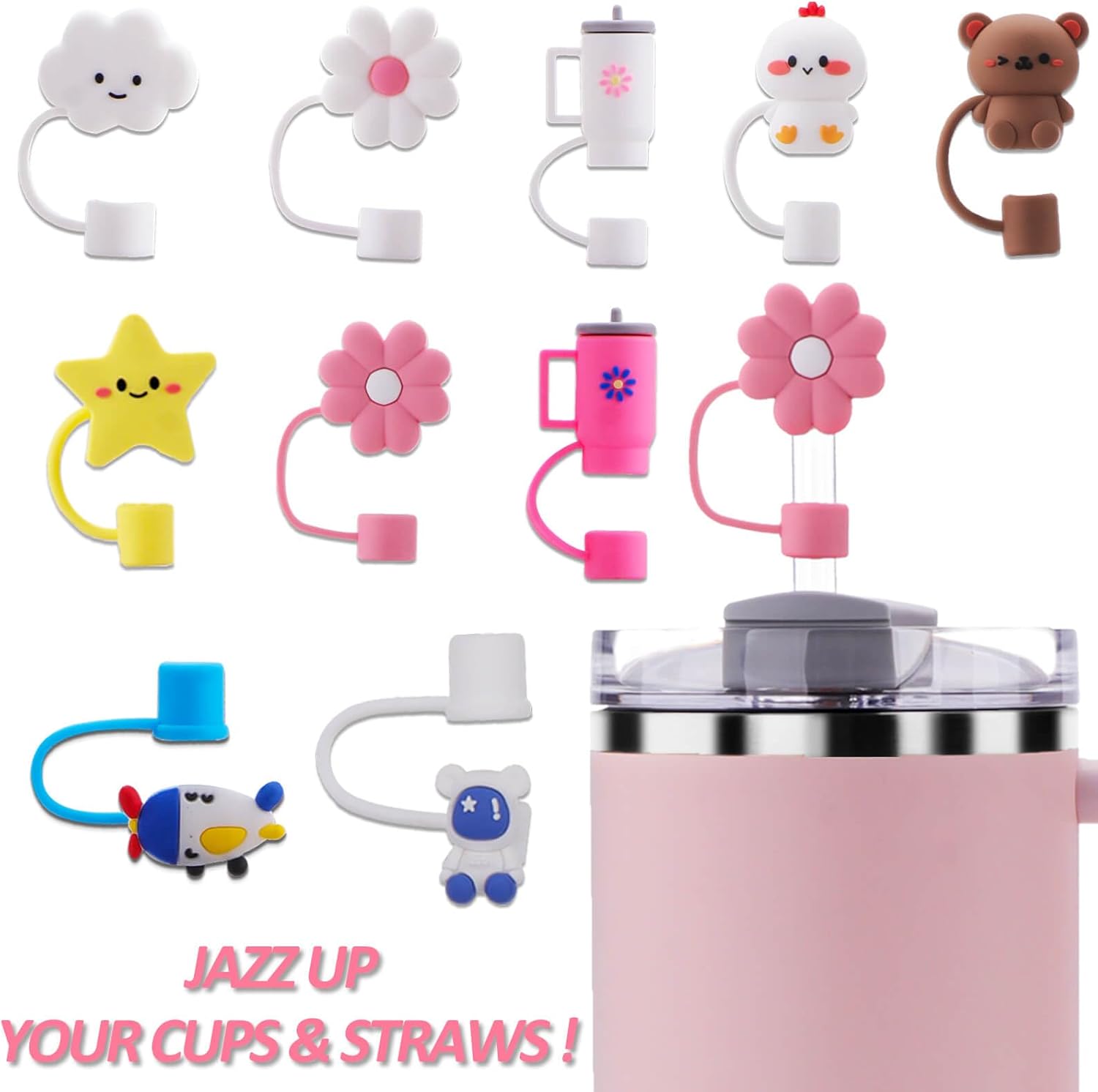 Stanley Cup – Juego de accesorios que incluye 1 bolsa de transporte Stanley, 10 tapas de pajilla, tapón de silicona a prueba de derrames, 2 botas de