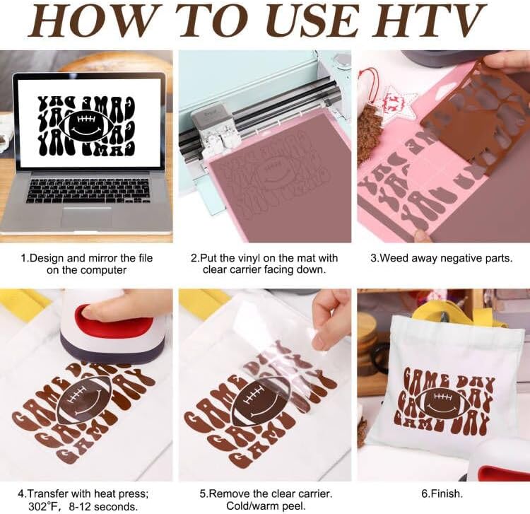 V C VACREER Vinilo de transferencia de calor en tono de piel, paquete de 10 hojas de vinilo HTV marrón de 12 x 10 pulgadas, paquete de vinilo para