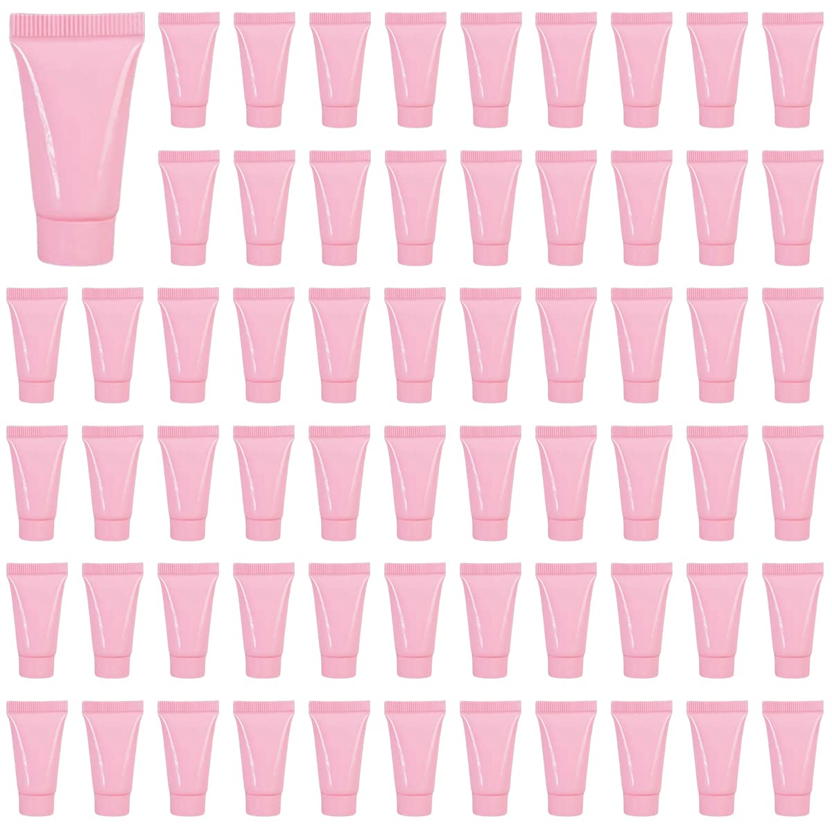 50 unidades de 0.2 fl oz vacíos rosados recargables tubos de plástico cosméticos de viaje maquillaje embalaje botellas de muestra recipientes para