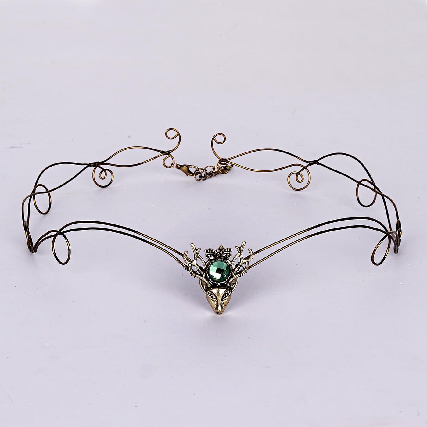 L’VOW Diadema retro para mujer, corona de hada, elfo, tiara medieval en forma de V, corona de luna, tocado vikingo, accesorios renacentistas