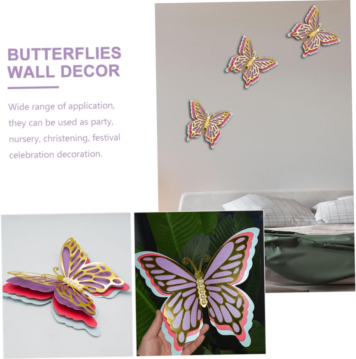 Abaodam 6 Pcs Party Decoration Butterfly Wedding Decor Wedding Wall Decor Wall Butterflies Wall Ornament Butterflies Decorations Butterflies