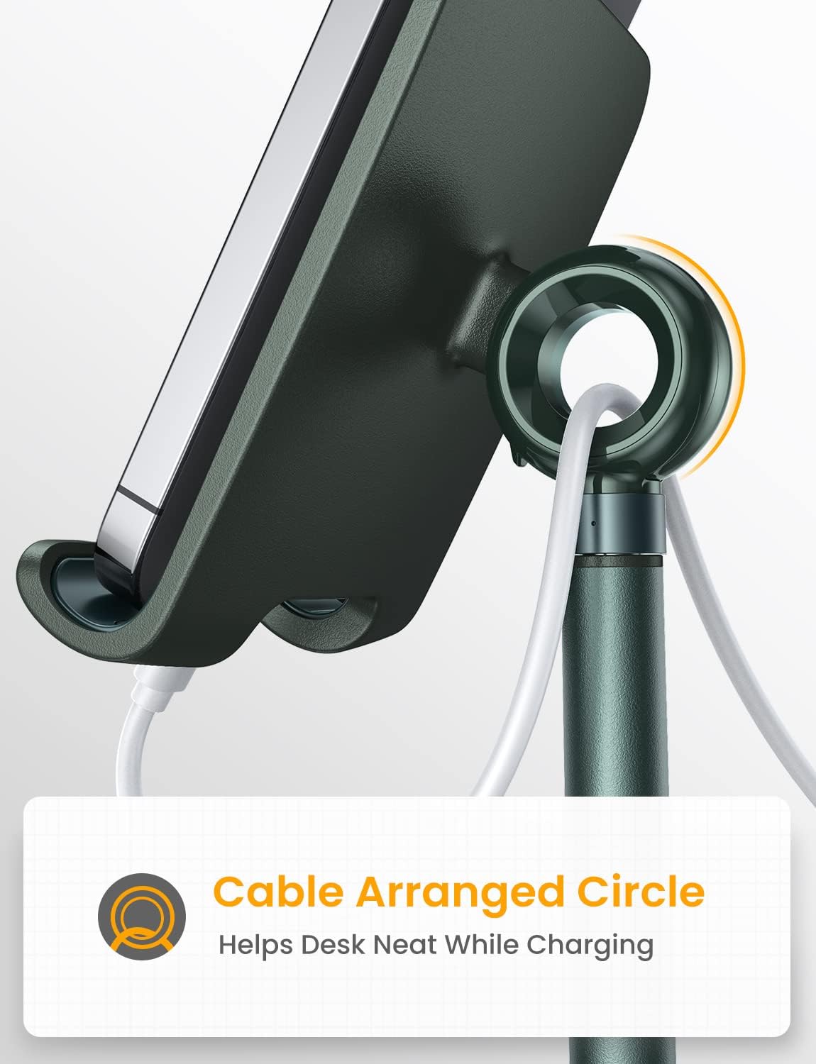 LISEN – Soporte para teléfono celular, aluminio resistente, altura y ángulo ajustables, estable, para escritorio, verde