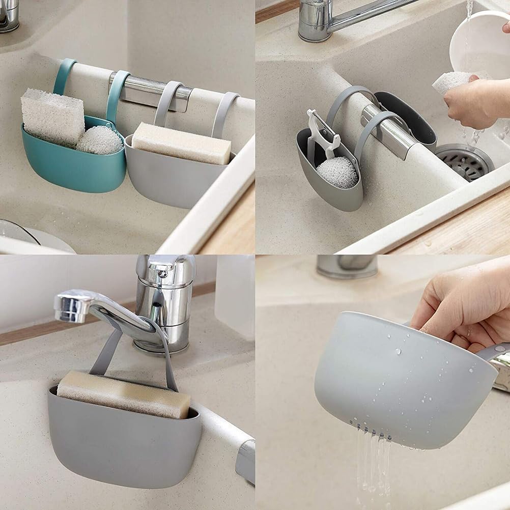 Zerodis Soporte de succión para fregadero de cocina, soporte pequeño para esponjas para pelotas, almohadillas de fregar, diseño de drenaje hueco