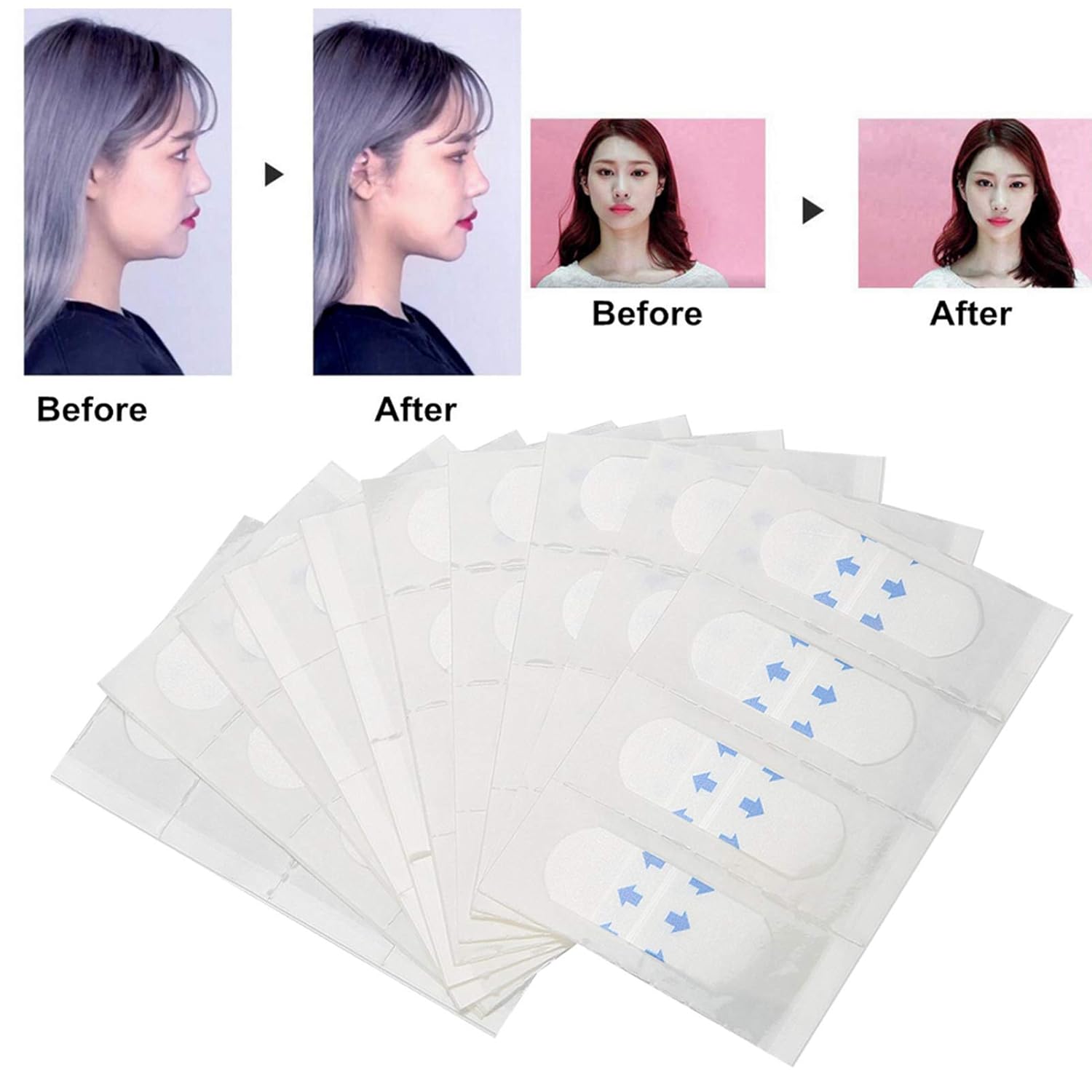 40 unidades de cinta facial invisible, cintas y bandas de estiramiento facial, cinta de elevación facial instantánea, levantamiento de cara,