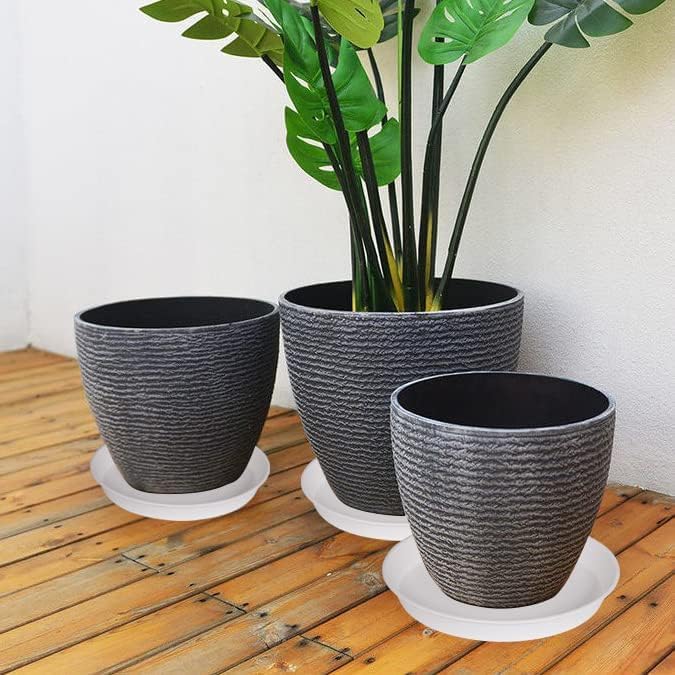 Paquete de 2 platillos para plantas de 26 pulgadas, platillos de plástico profundos grandes y resistentes redondos de 25 pulgadas, bandejas de goteo