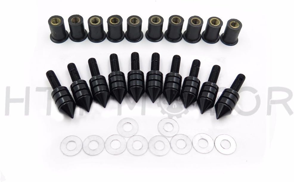 GROUP – Kit de pernos de tuerca para motocicleta – Picos de carenado para parabrisas – Negro – Honda CBR 600rr 1000rr, Suzuki GSXR 600 750 1000,