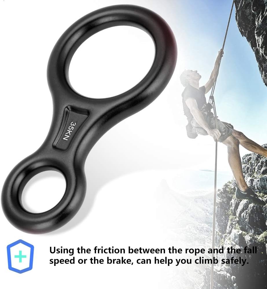 Tbest Terminal 8 Descender, 35KN Heavy Duty Climb Aluminum Figure 8 Descender Rigging Plate, Equipo de rescate para escalada en roca de Rappel al