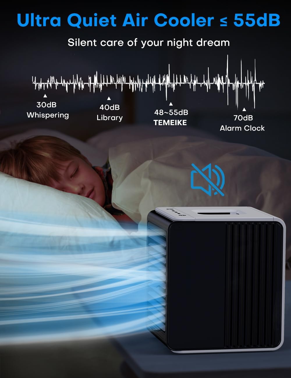 FANCOLE Aire acondicionado personal, aire acondicionado portátil 3 en 1 con control remoto, 3 velocidades, enfriador de aire pequeño alimentado por