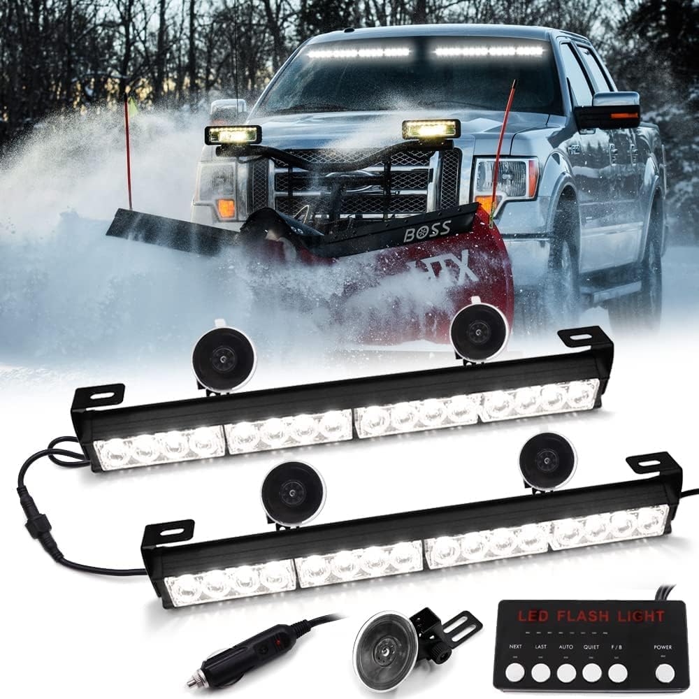 Ediors barra de luces led de 16 pulgadas y 7 funciones, luz de emergencia, de advertencia para tráfico, luz de led estroboscópica con soportes