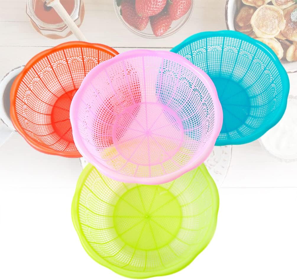 Holibanna Colador de alimentos Colador de 4 piezas Colador de cocina Colador de plástico Cesta de arroz Cesta de lavado de verduras Cuenco Colador