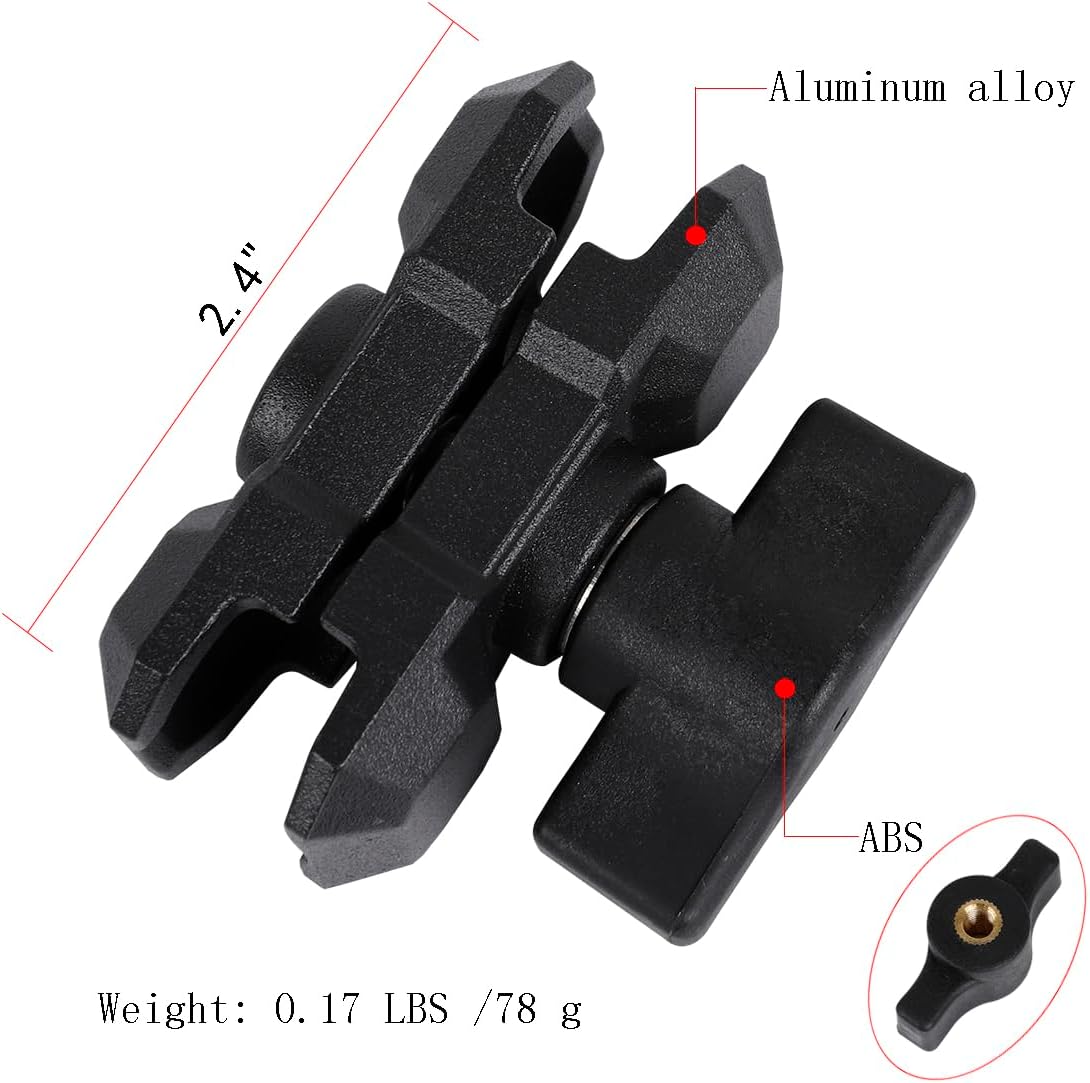 Double Socket Arm Aluminum Alloy Short Arm Compatible with RAM mounts and Other 1” B Size Ball Adapter