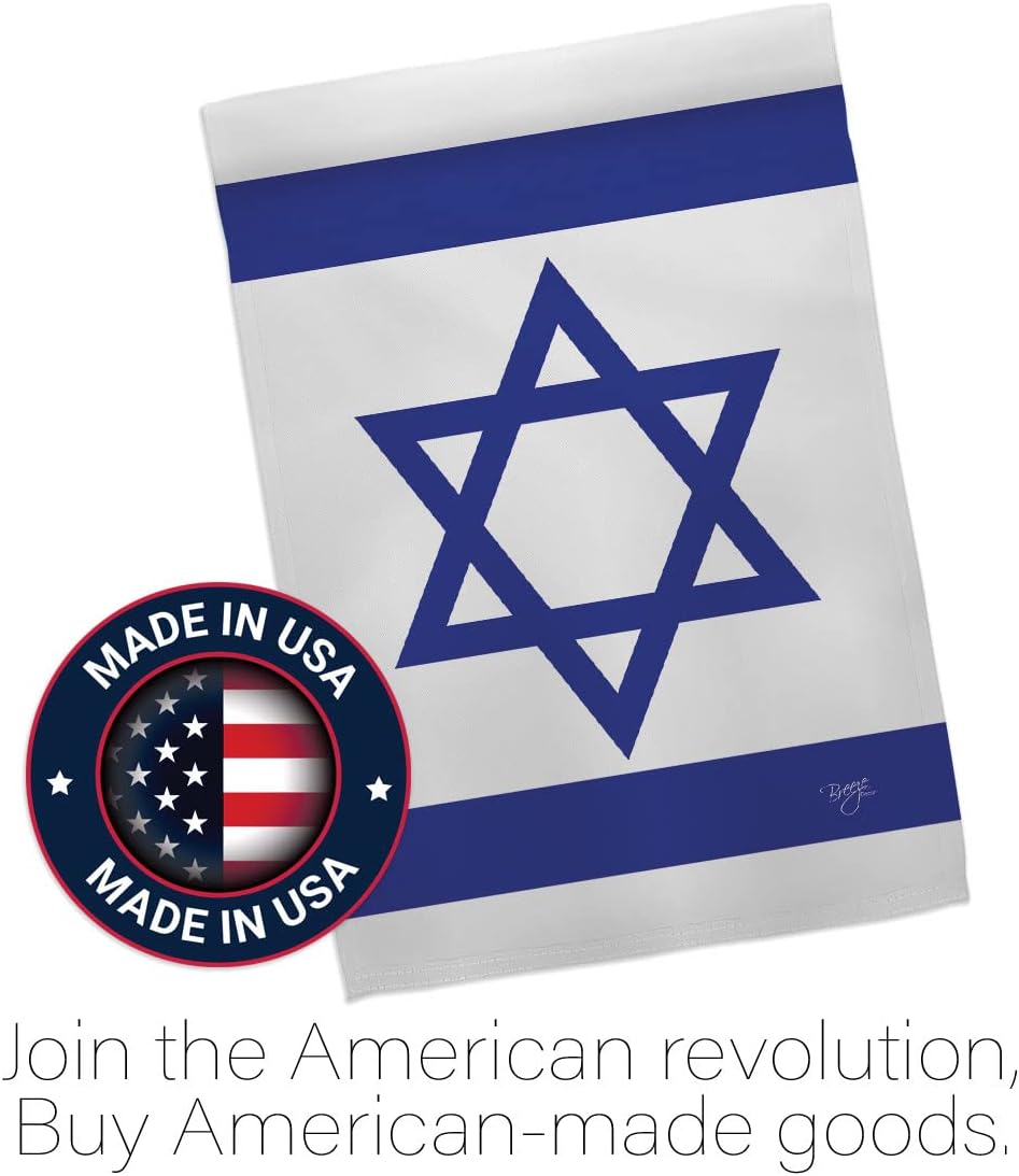 Breeze Decor Bandera de Israel – Juego de asta de bandera israelí para el hogar, letrero para patio, poste de tumba, soporte de cementerio, tapiz al
