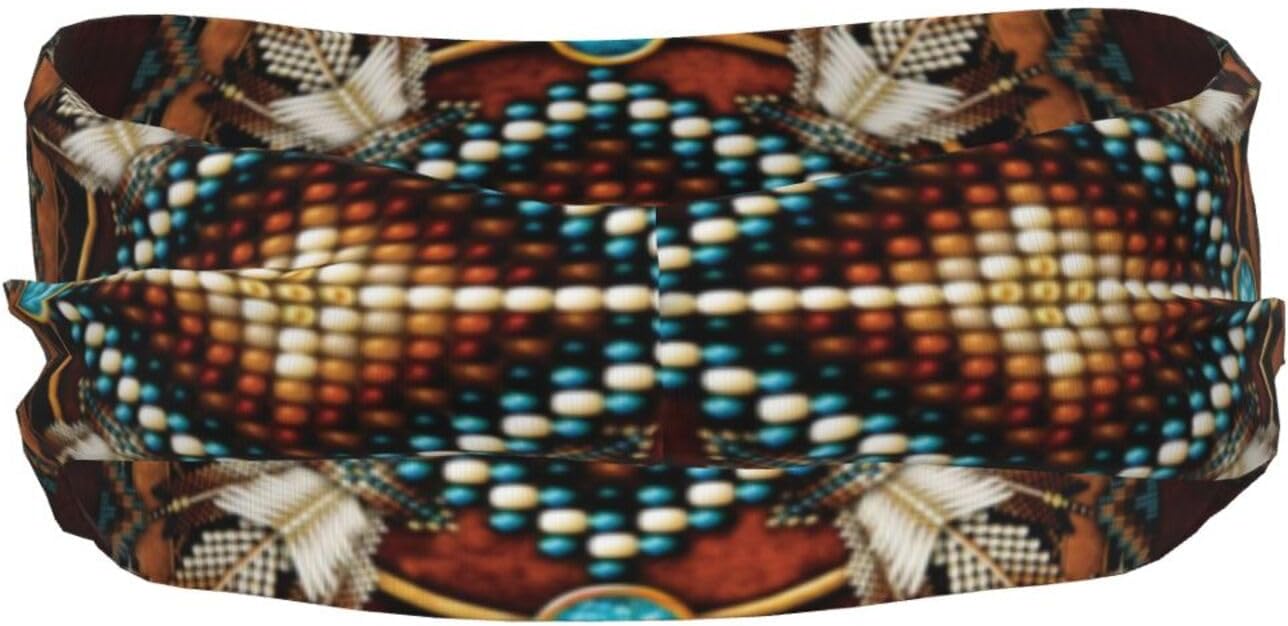 Diademas indias nativas americanas para hombres y mujeres, banda para el sudor retro y diadema deportiva para correr, entrenamiento de yoga