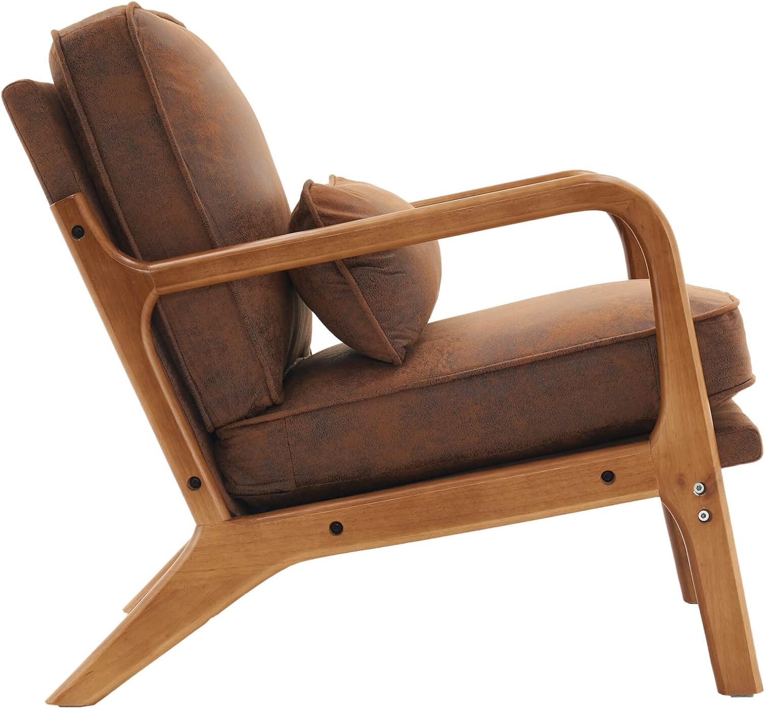 Lestar Silla de salón individual, sillas de sofá de acento moderno, asiento tapizado de tela bronceadora con cojín de respaldo y almohada para sala