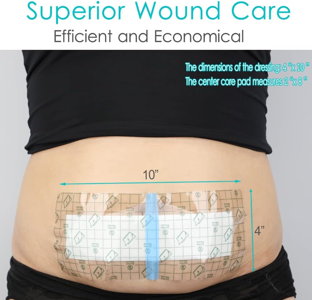 14 unidades de protector de ducha impermeable con incisión de sección C, vendaje de 4 x 10 pulgadas para abdominoplastia post heridas abdominales,