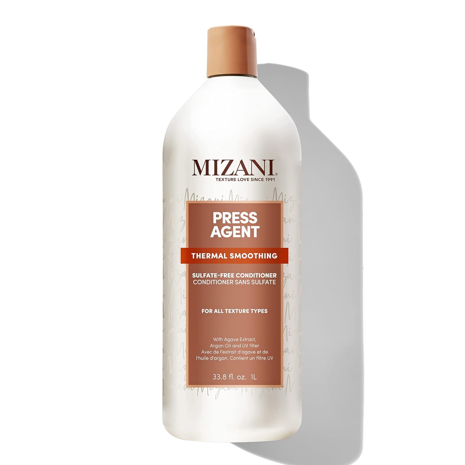 Mizani Press Agent – Acondicionador sin sulfatos  Desenreda el cabello para peinar con calor, soplar y prensa de seda  Sella el cabello de la