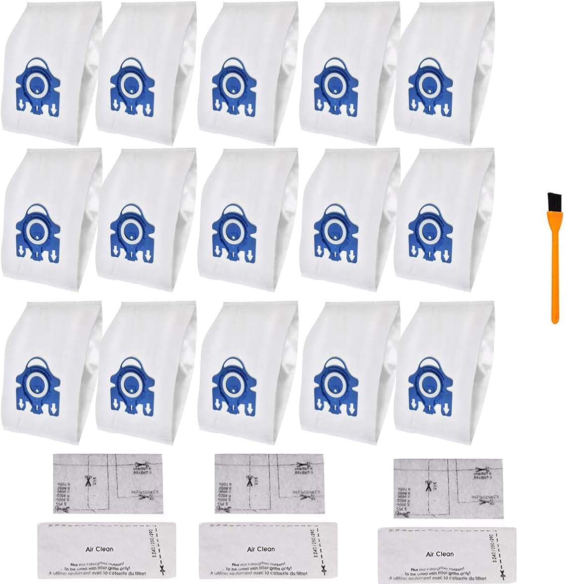 Hongfa Bolsas de repuesto para aspiradora Miele Classic C1 GN Airclean, 15 paquetes Miele GN 3D Efficiency Complete C3 bolsas de vacío para Miele