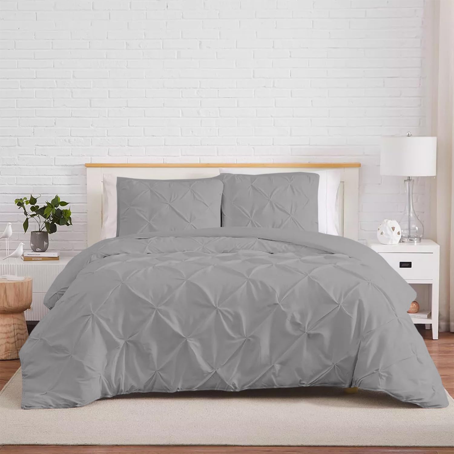 Kotton Culture – Juego de funda de duvet de 3 piezas, 100% algodón egipcio de 1000 hilos, con cierre de cremallera y lazos en las esquinas, diseño