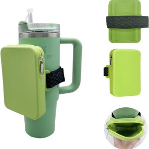 Bolsa de silicona para botella de agua para Stanley, portador de vasos con bolsillo con cremallera para Stanley de 30 oz40 onzas e IceFlow 2030 Bolsa de silicona para botella de agua para Stanley, portador de vasos con bolsillo con cremallera para Stanley de 30 oz40 onzas e IceFlow 2030