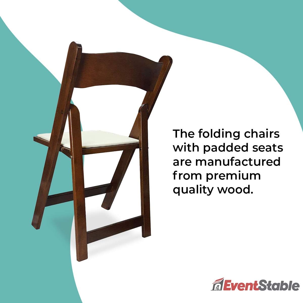 Titan Series Silla plegable de madera  Fruitwood silla plegable ligera para interiores y exteriores  Silla plegable acolchada de vinilo para bodas y