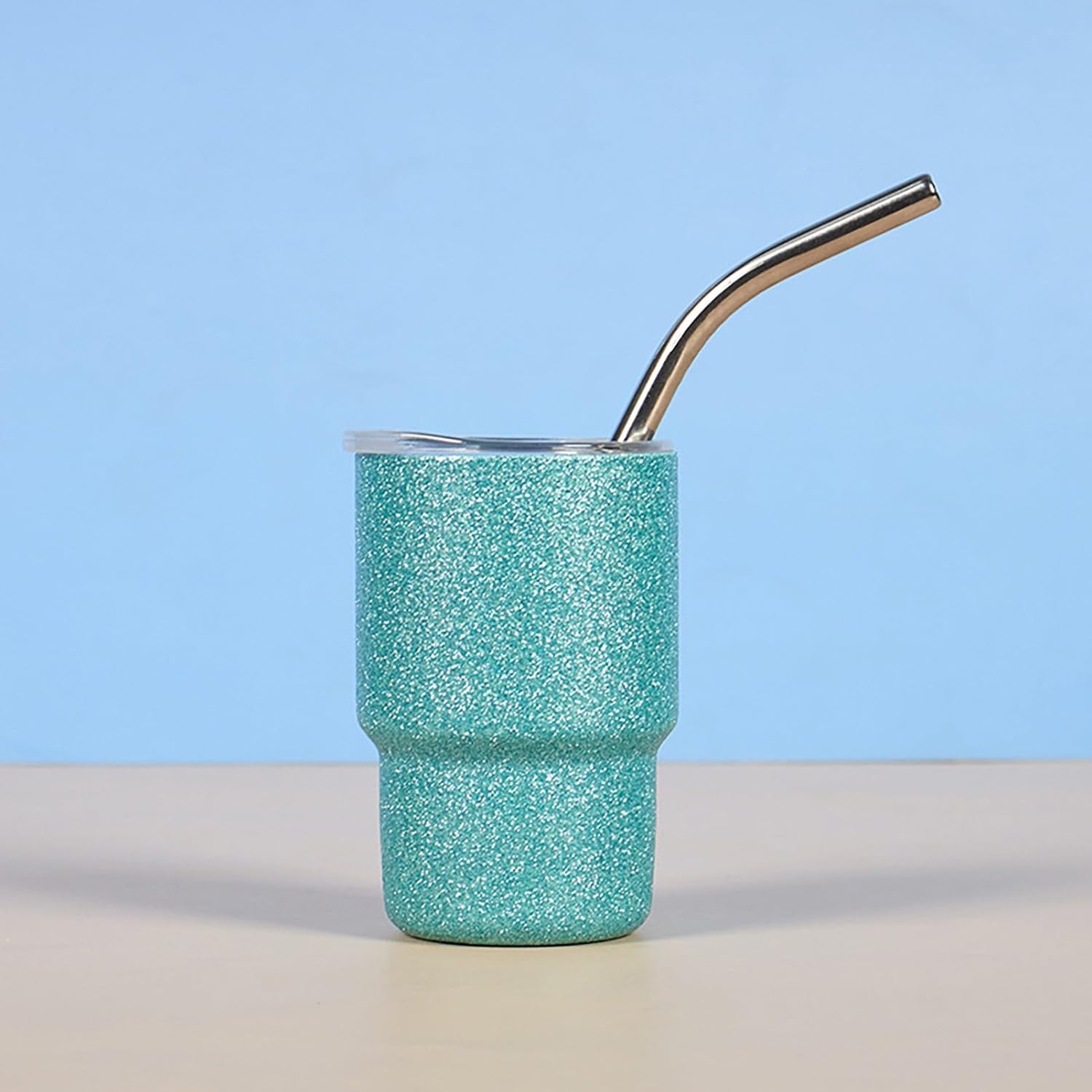Lindos vasos de chupito con tapa, grado alimenticio, a prueba de fugas, resistente al calor, de acero inoxidable, con aislamiento, pajita, taza de