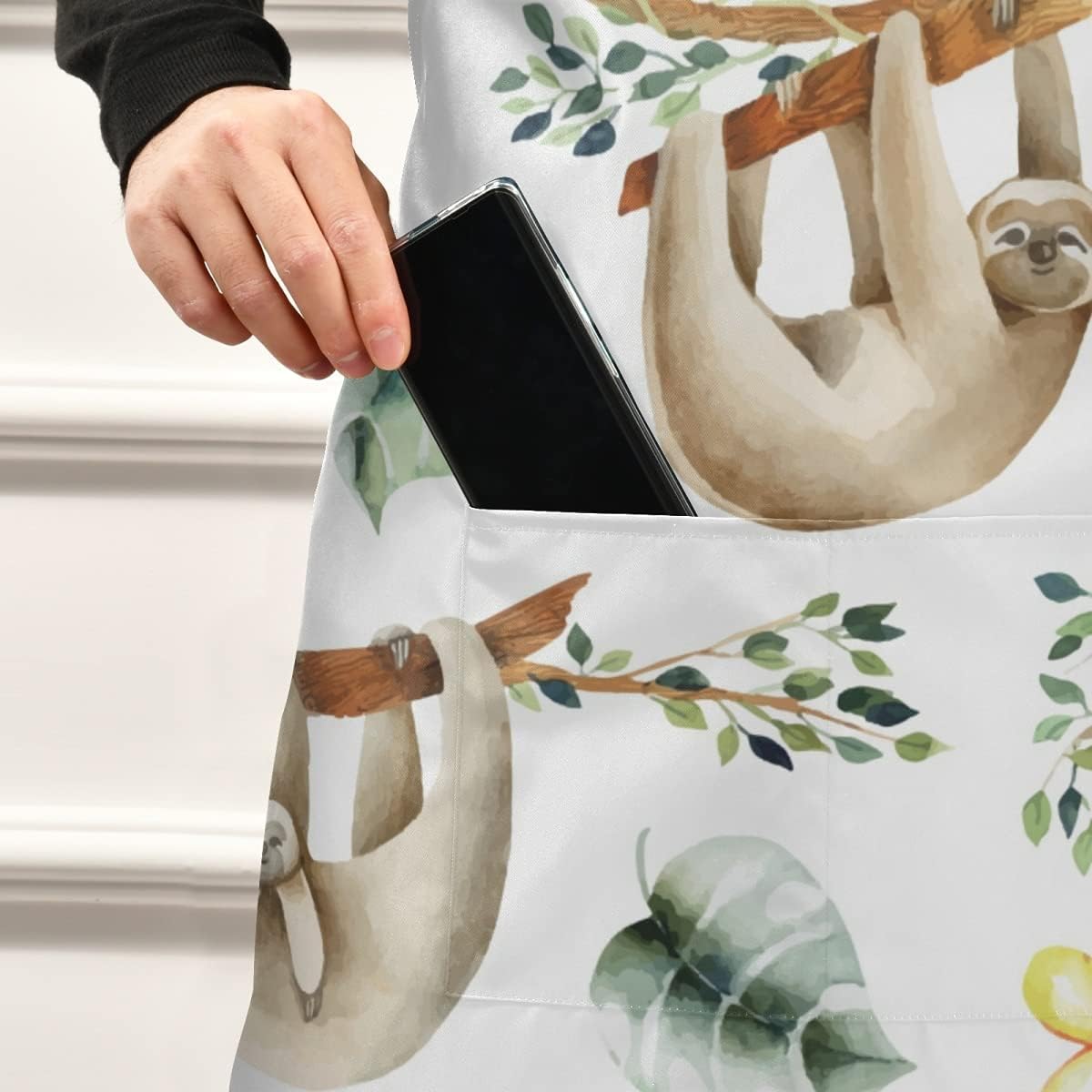 Delantales largos de cocina para mujer, con 2 bolsillos, talla grande, correa ajustable impermeable para el cuello, delantal de chef para hombres y