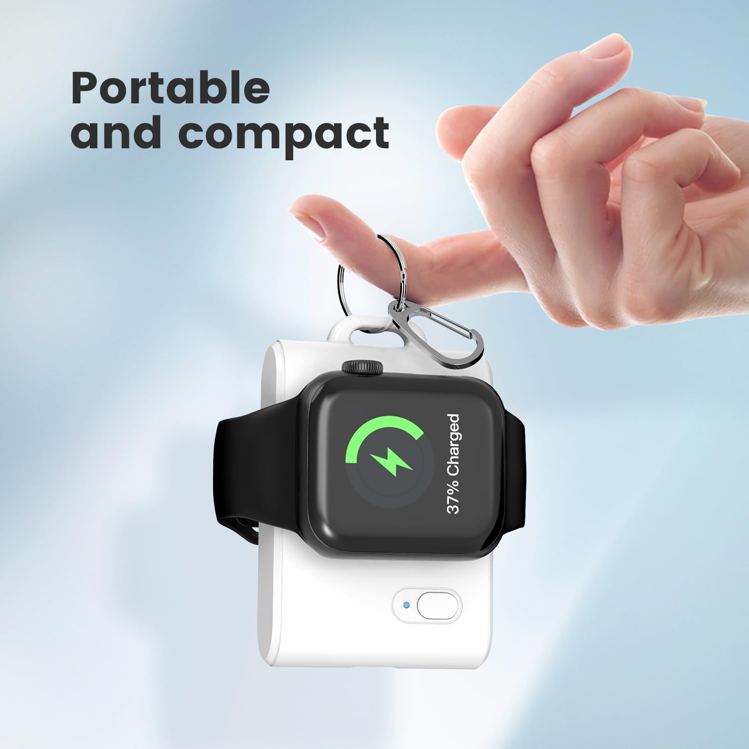 Cargador inalámbrico portátil para Apple Watch, llavero inteligente de 2000 mAh, cargador de batería mini Power Emergency Pod Compact Magnetic