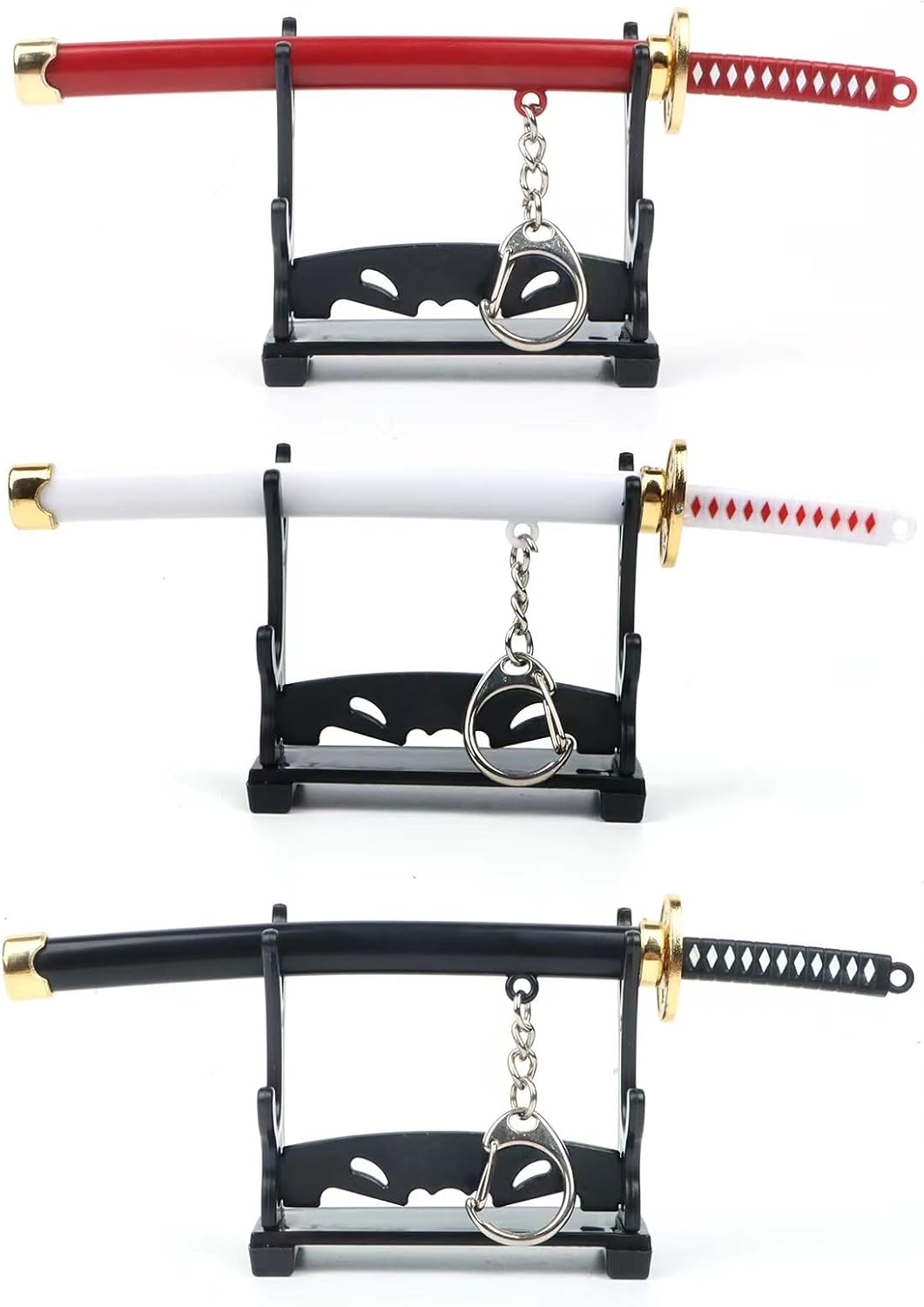 SHARP CASTLE Mini katana japonesa, cuchillo de acero inoxidable ultra afilado de 5.7 pulgadas con vaina, llavero Katana de anime, cortador de