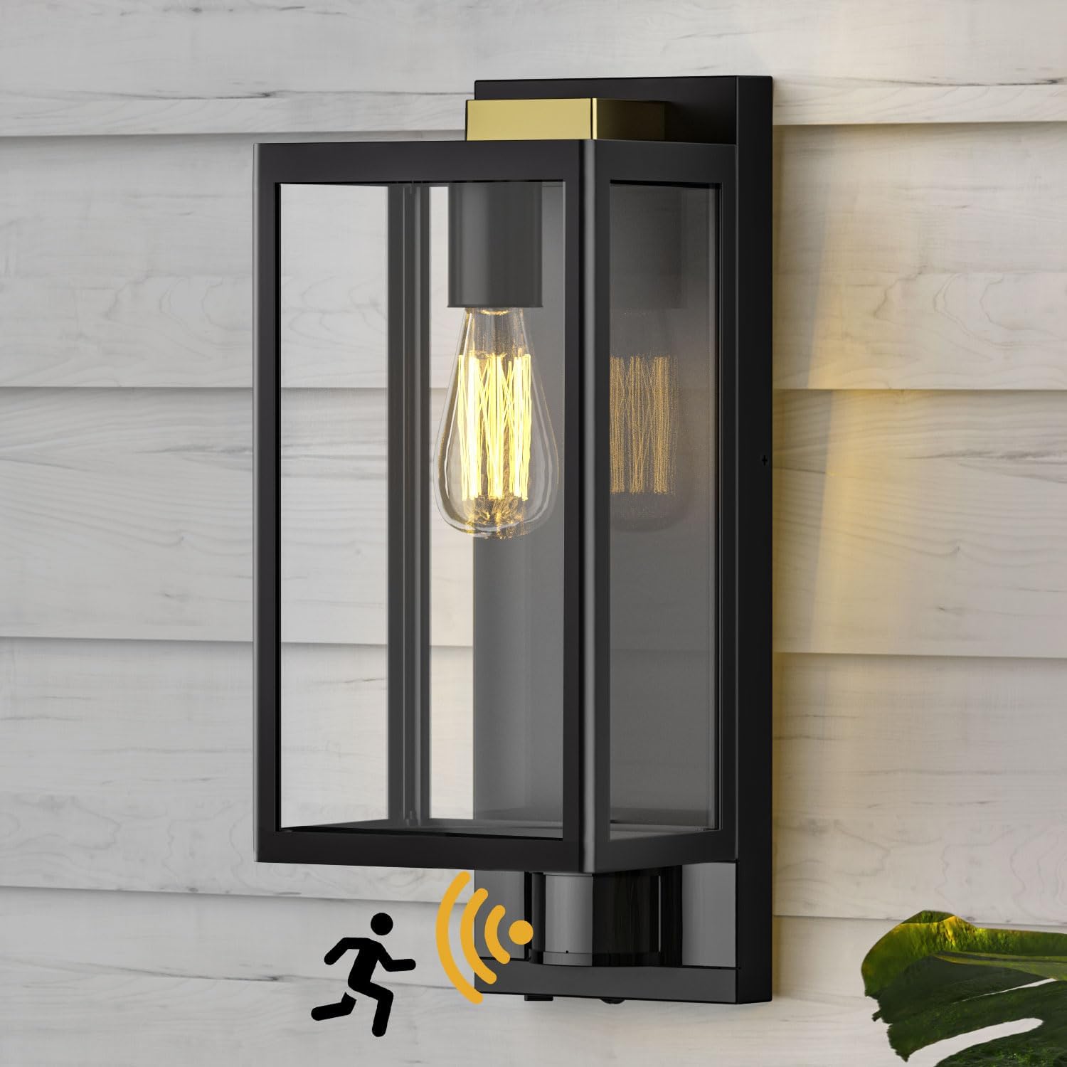 Luces de pared para exteriores con sensor de movimiento, iluminación al aire libre del atardecer al amanecer, lámparas modernas de montaje en pared,