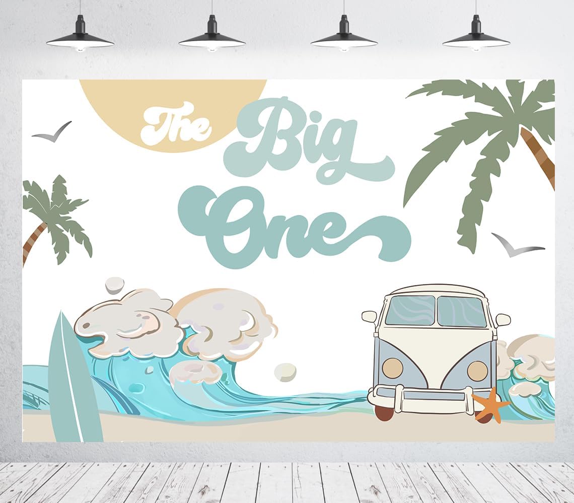 The Big One – Telón de fondo de 1er cumpleaños para niños, retro, tabla de surf, playa, fiesta, fotografía, fondo para niños, decoración de fiesta