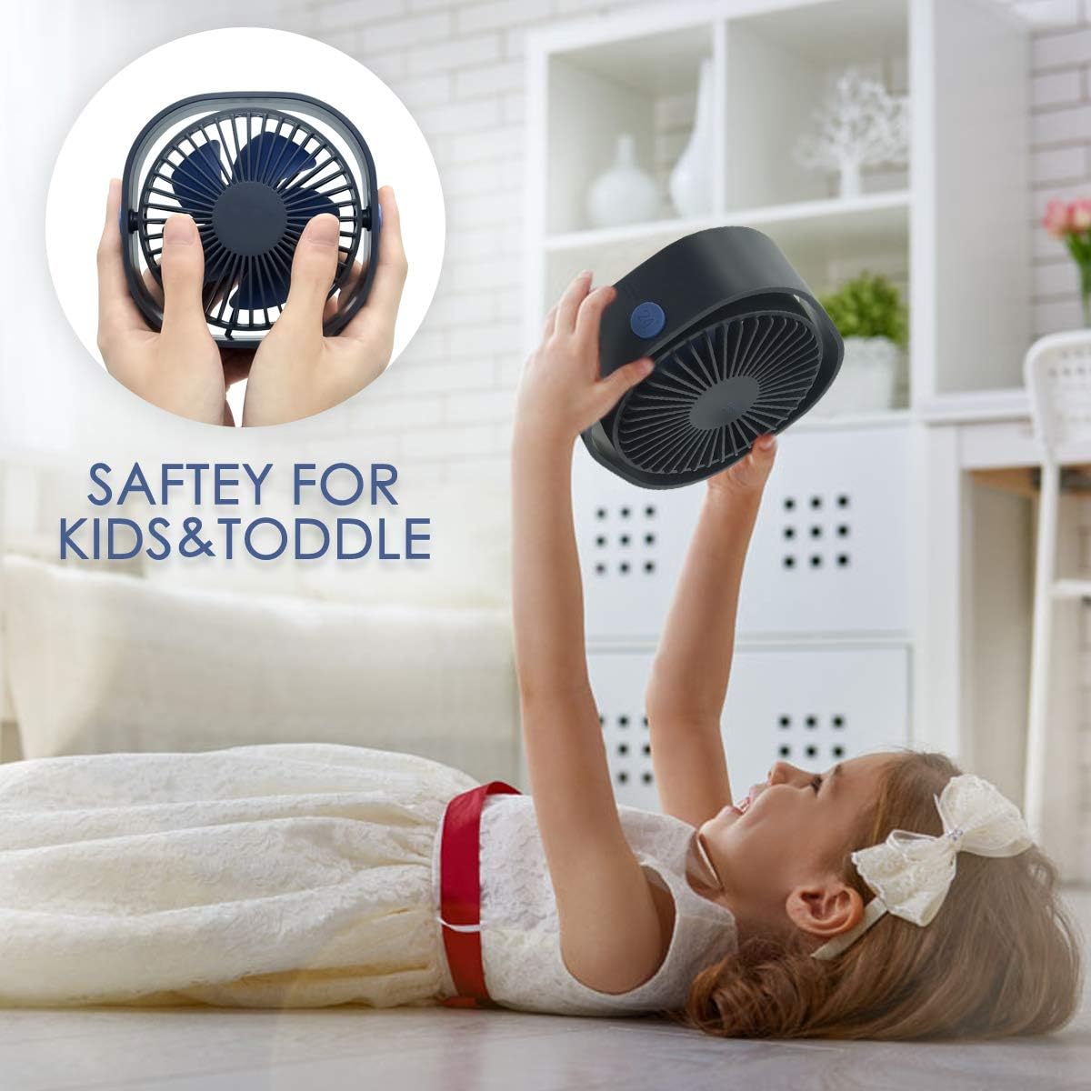 HARPAT Mini ventilador de escritorio USB de 3 velocidades, mesa de escritorio pequeña personal, ventilador USB silencioso para hogar, oficina,