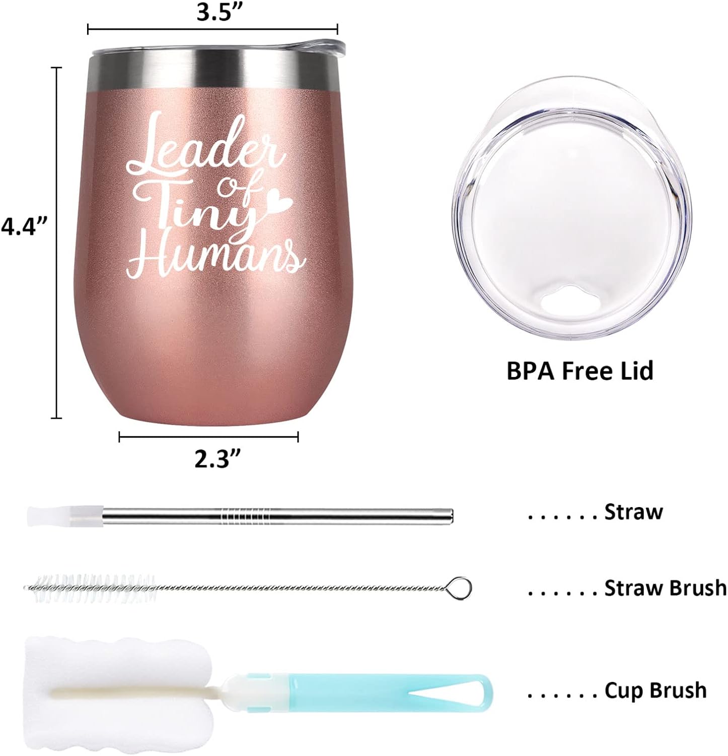 Regalos de agradecimiento a las maestras para mujeres, vaso de vino aislado de acero inoxidable con tapa, regalo de agradecimiento para profesora y