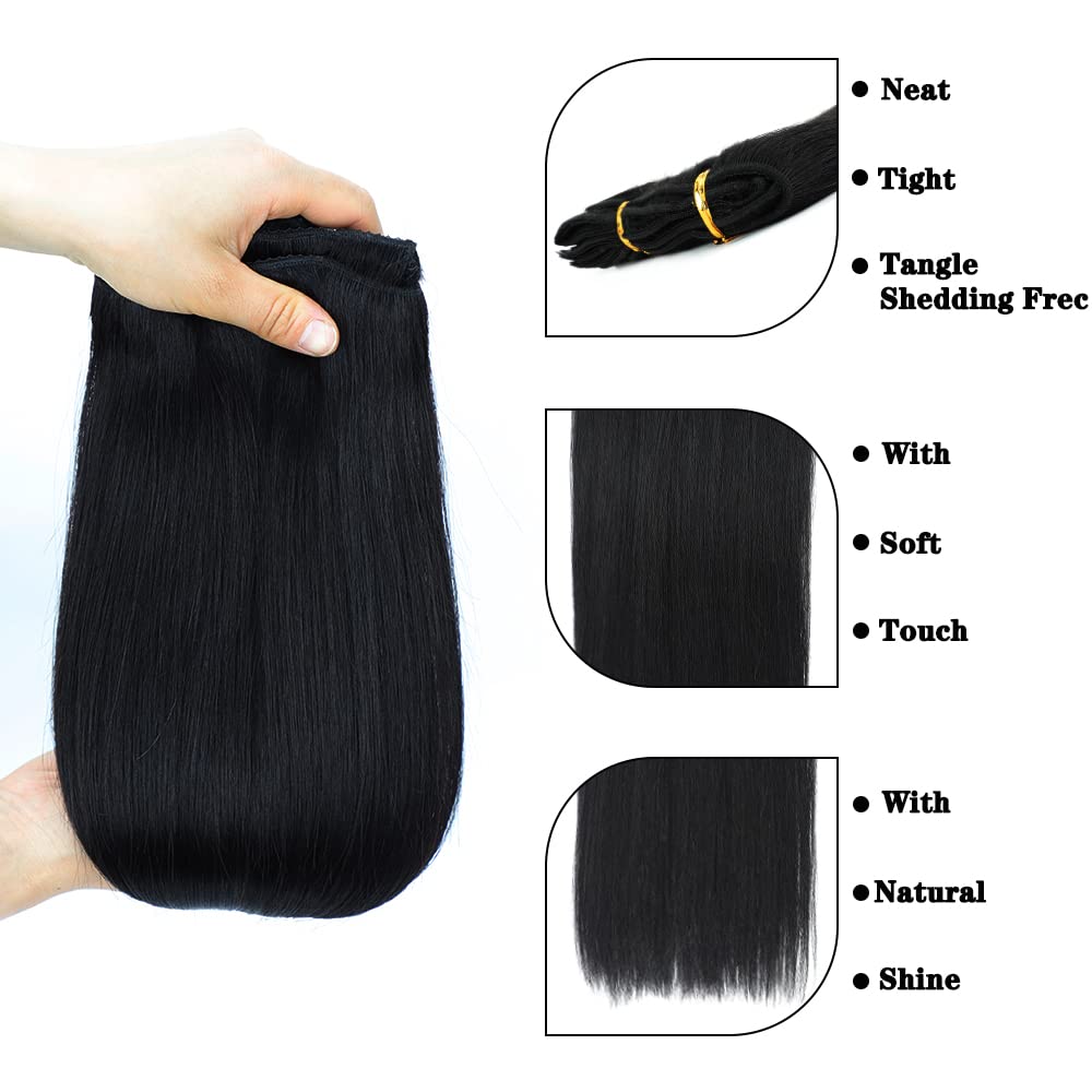 Extensiones de cabello humano real con broches, para mujeres negras, 4.23 onzas, 100% cabello humano con clip, 8 piezas de doble trama, hechas a