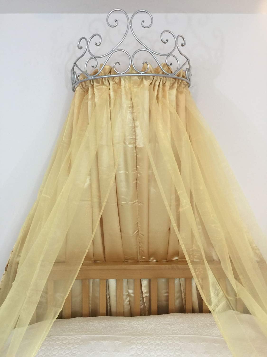 OctoRose – Dosel de pared de metal, corona antigua con varillas y accesorios, para colocar sobre camas o ventanas, paneles de cortinas no incluidos,