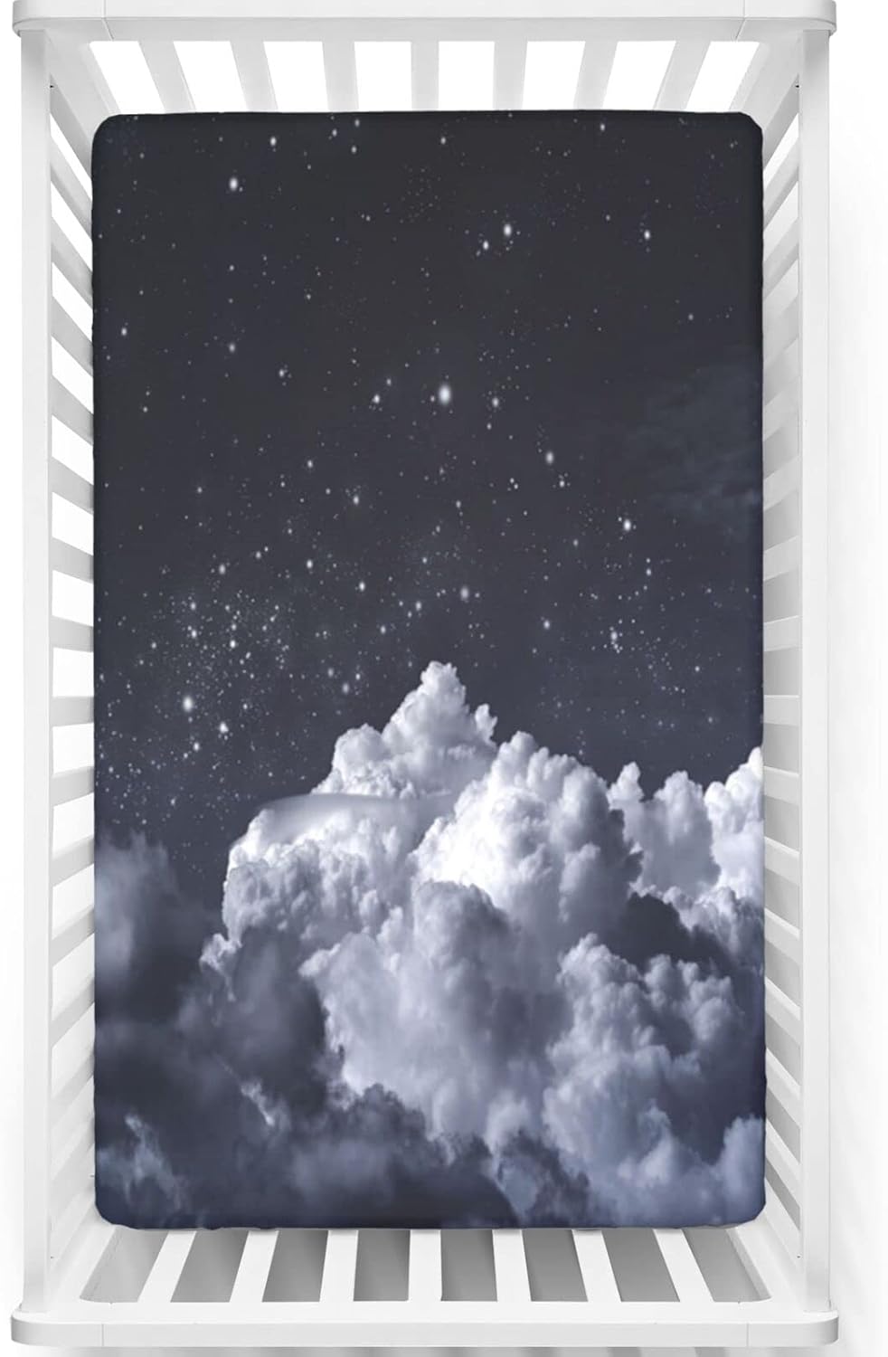 Sábana bajera ajustable para cuna con temática de cielo nocturno, sábana bajera estándar para cuna, material ultrasuave, sábana de colchón para cuna