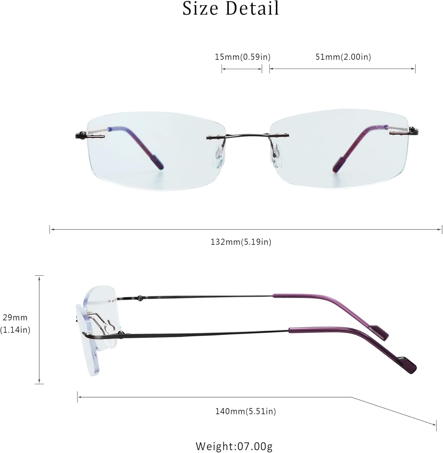 LifeArt Lentes de bloqueo de luz azul, anteojos de lectura para computadora, anti rayos azules, reducen la fatiga ocular, marco sin montura tintada