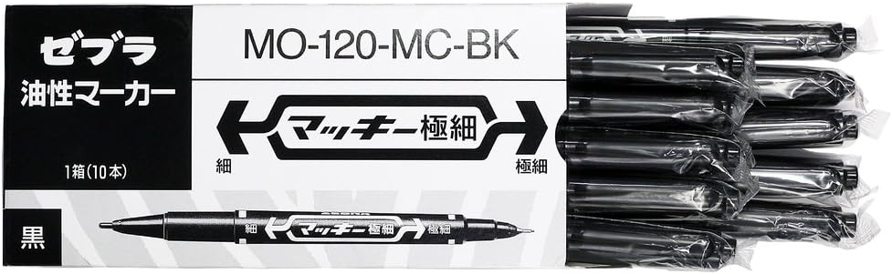 Zebra marcador permanente McKee extra fino B-MO-120-MC-BK Negro 10 piezas