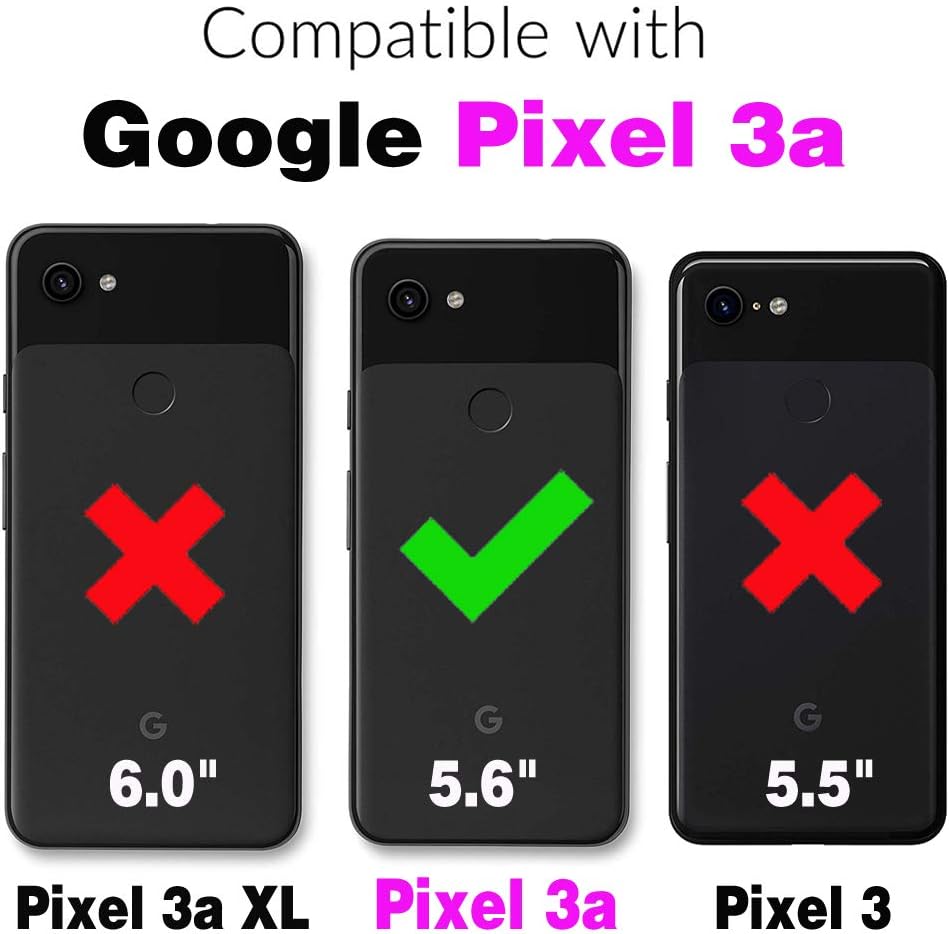 Asuwish Funda de teléfono para Google Pixel 3a Funda tipo cartera y protector de pantalla con cremallera para tarjetero, soporte de ranura de cuero,