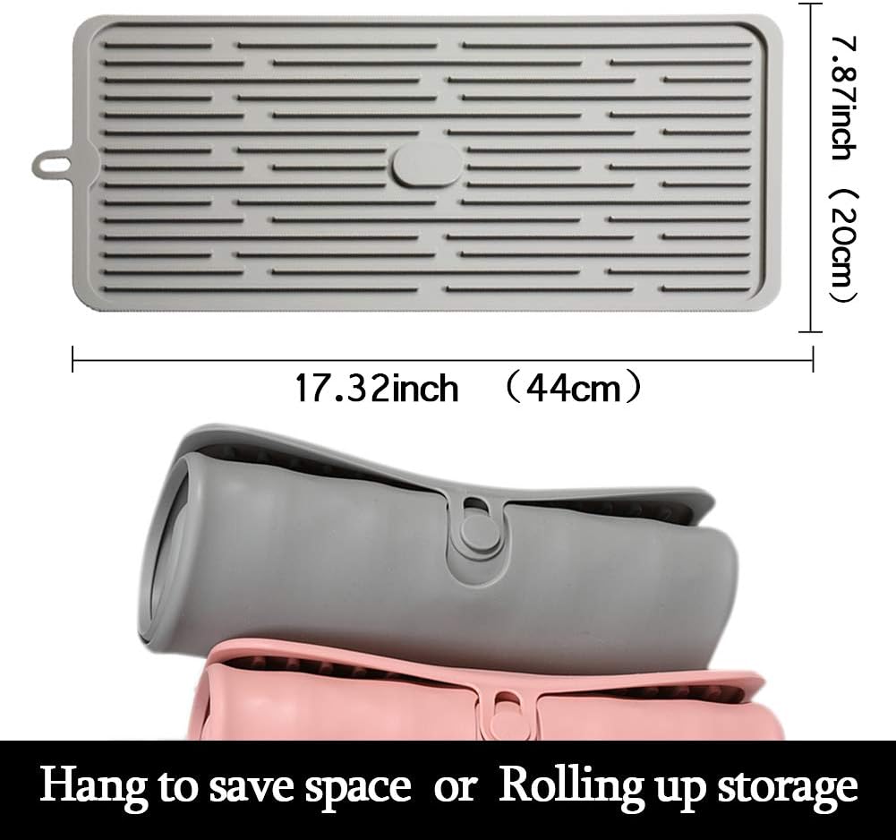 Tapete de silicona para secar platos, funciona para secar copas de cóctel, ollas, sartenes, cuchillos y escurridor para cocina, encimera, fregadero,