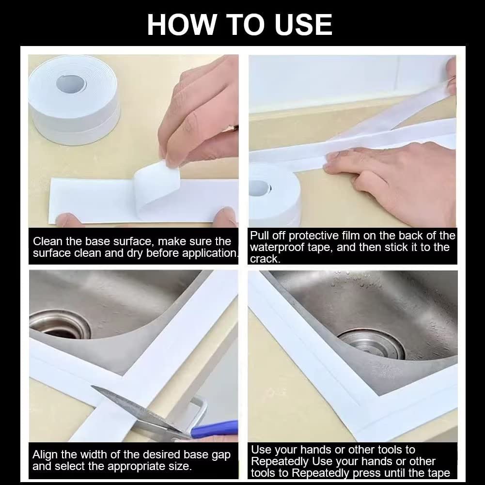 Cinta de sellado de calafateo impermeable y a prueba de aceite para placa de cocina, cinta autoadhesiva para fregadero, inodoro, baño, pared, borde