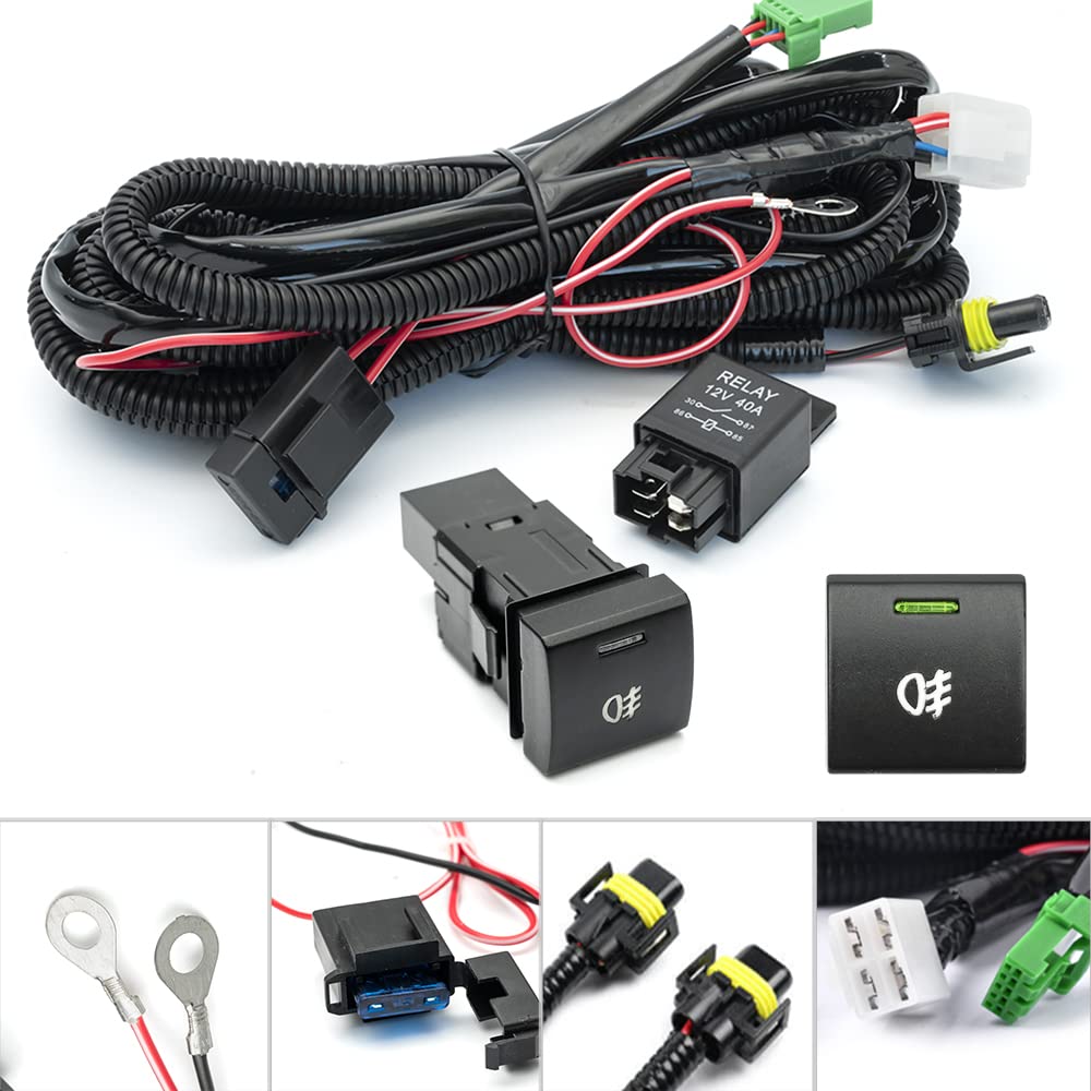 NSLUMO H10 H12 – Conector de arnés de cableado de relé de luz antiniebla con interruptor de encendidoapagado para 2019+ Toyo’ta RAV4 Corolla Tundra