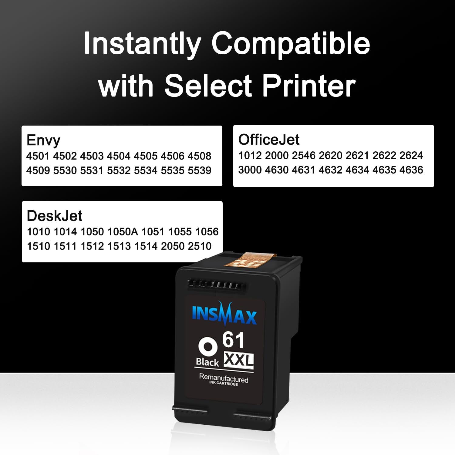 Cartucho de tinta negro 61 de repuesto para HP 61 61XXL para Envy 4500 4502 4501 5530 5534 5535 DeskJet 2540 1000 1055 1510 3050 3510 OfficeJet 4630