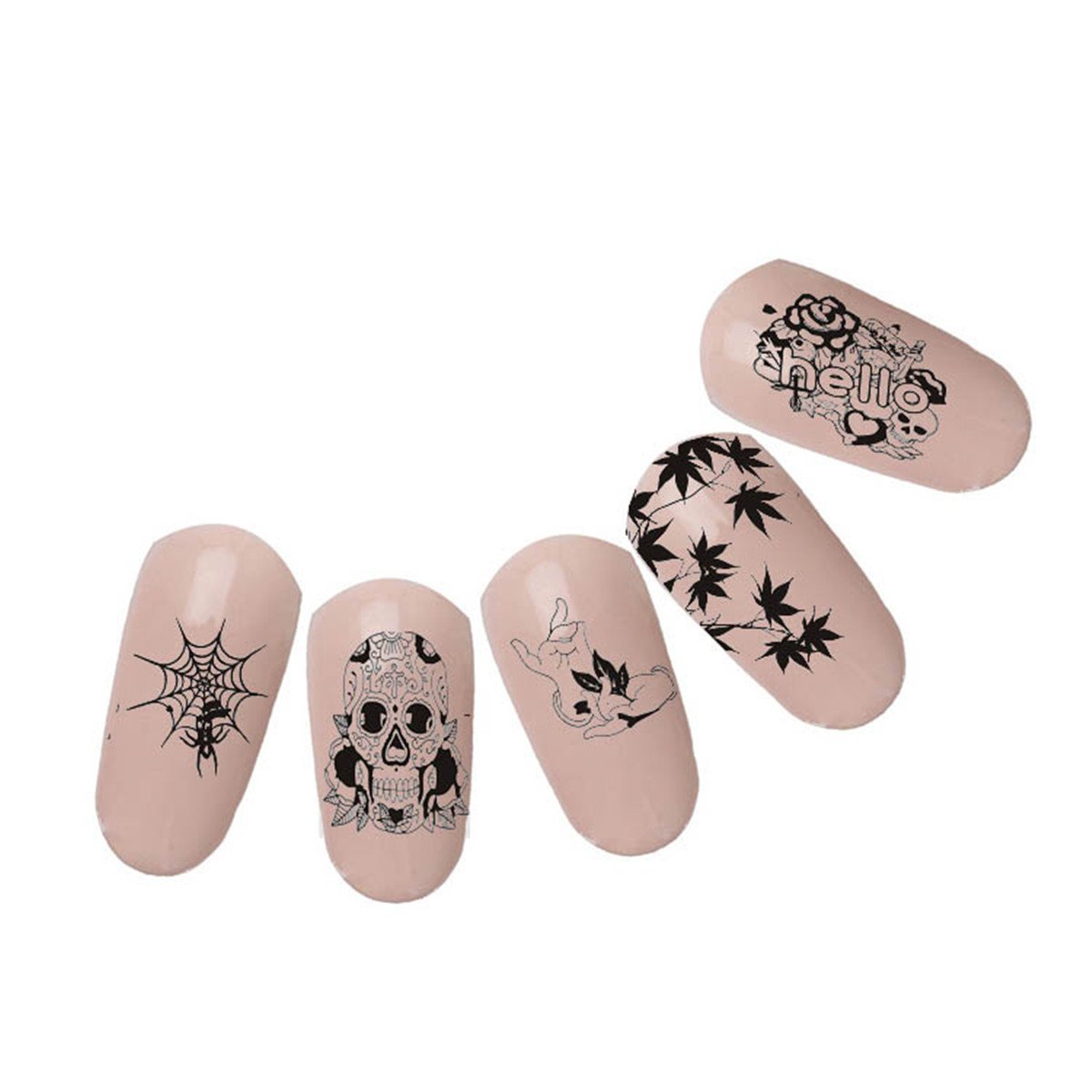 Mezerdoo 1 plantilla de estampado de arte de uñas de la serie de telarañas y calavera