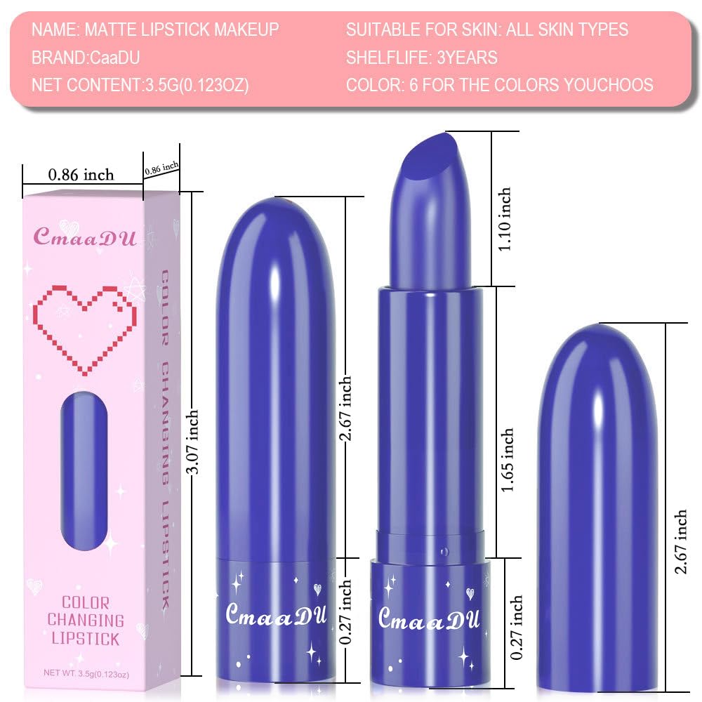 BINGBRUSH 3 lápices labiales que cambian de color, tamaño Queen, de larga duración, hidratante, bálsamo labial, brillo de labios, tinte de labios,