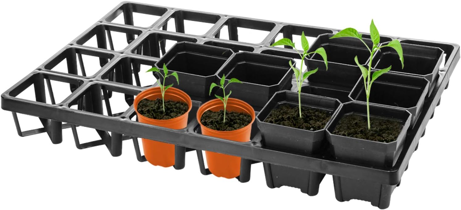 IGGRO – Paquete de 2 bandejas de inicio de semillas para macetas de vivero, 24 celdas de jardín de plantas de semillero, bandejas de cultivo de