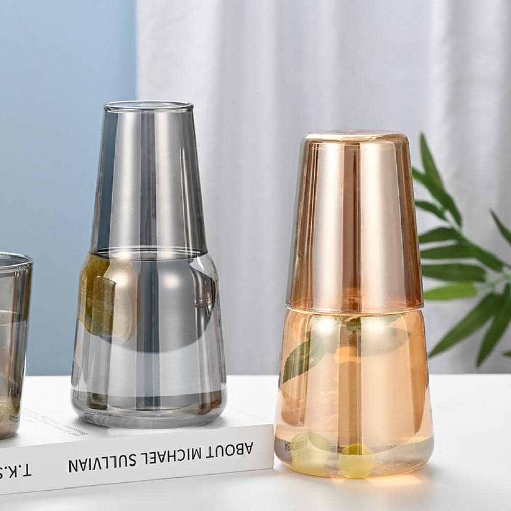 Sizikato Jarra de agua de vidrio de borosilicato ámbar de 26 onzas con vaso de cristal.
