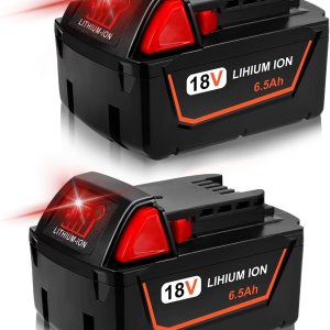 Fayeey Paquete de 2 baterías de litio de 6.5Ah 18V para Milwaukee M18 48-11-1850 48-11-1852 48-11-1862 48-11-1860 48-11-1828 48-11-1815 48-11-1815 Fayeey Paquete de 2 baterías de litio de 6.5Ah 18V para Milwaukee M18 48-11-1850 48-11-1852 48-11-1862 48-11-1860 48-11-1828 48-11-1815 48-11-1815