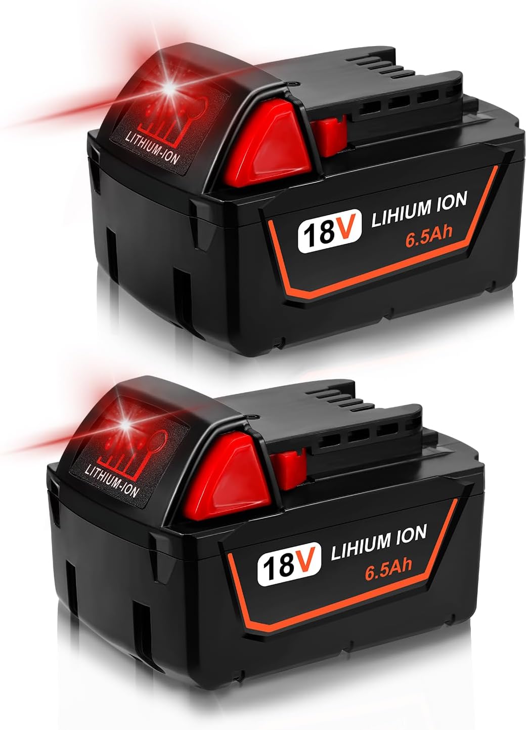 Fayeey Paquete de 2 baterías de litio de 6.5Ah 18V para Milwaukee M18 48-11-1850 48-11-1852 48-11-1862 48-11-1860 48-11-1828 48-11-1815 48-11-1815