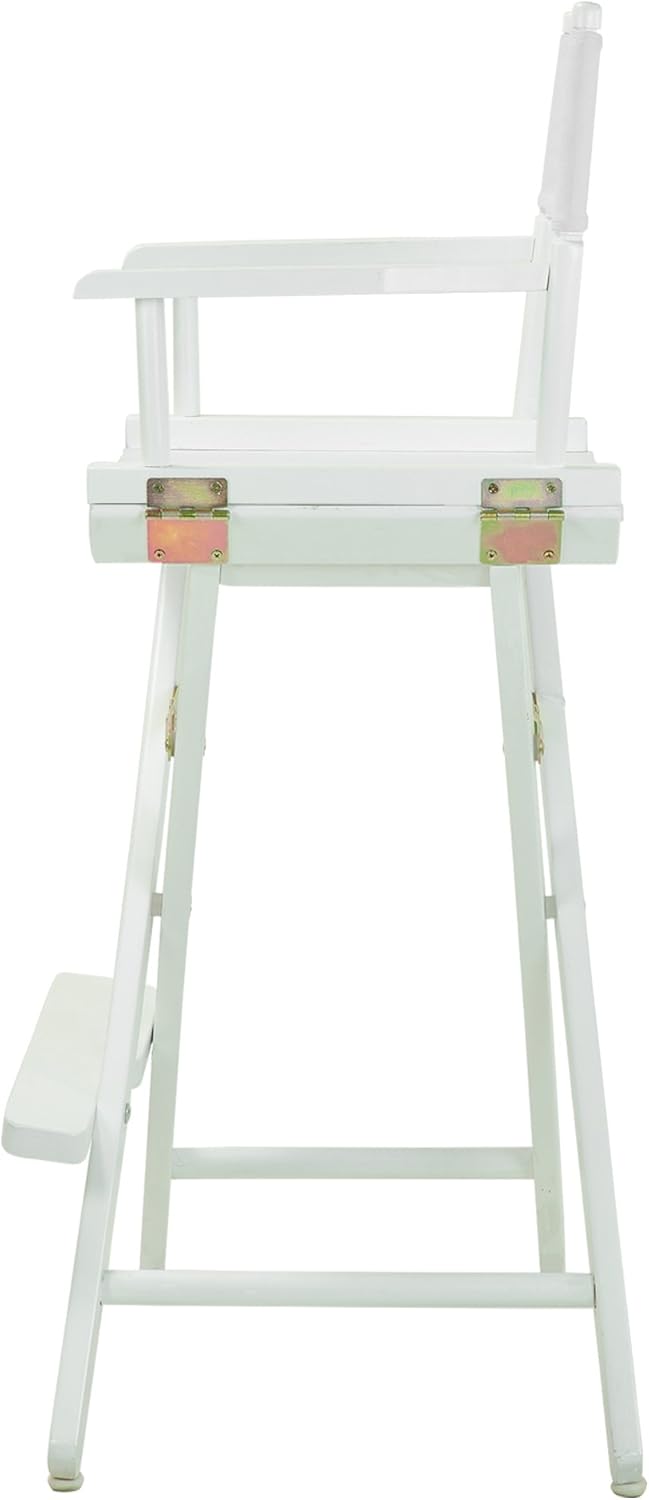 Casual Home – Silla de director de 30 in, marco blanco, con lona color blanco, altura de barra